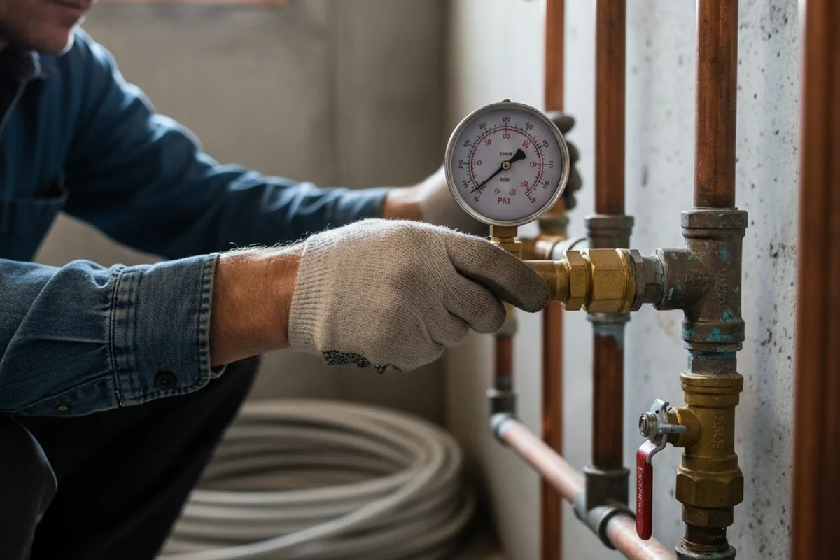 Pressure testing a repaired line during Water Line Repair in Witt